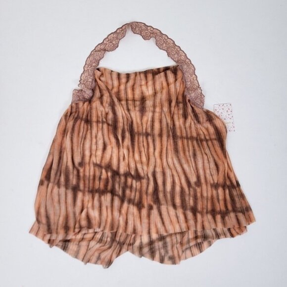 NWT Free People cowl neck camisole high low abstract lace trim halter top blouse - Picture 7 of 9